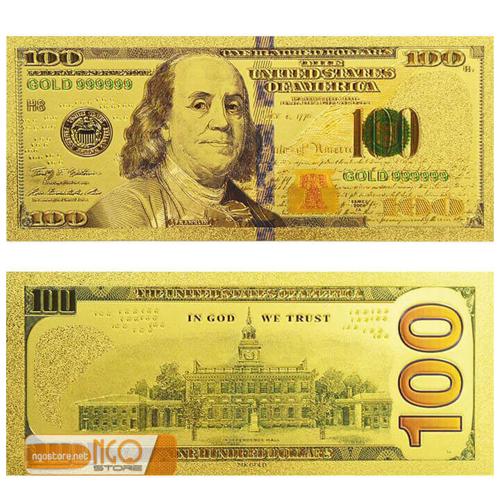tiền đô mạ vàng 100 usd