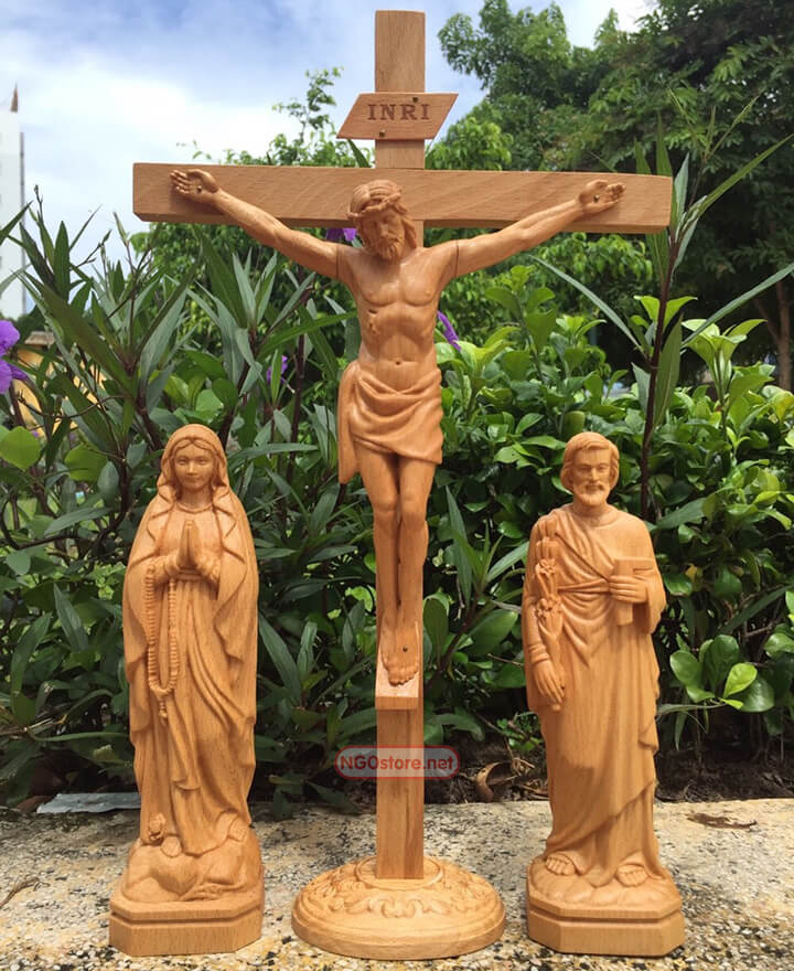 bộ tượng gỗ bàn thờ công giáo thánh giá
