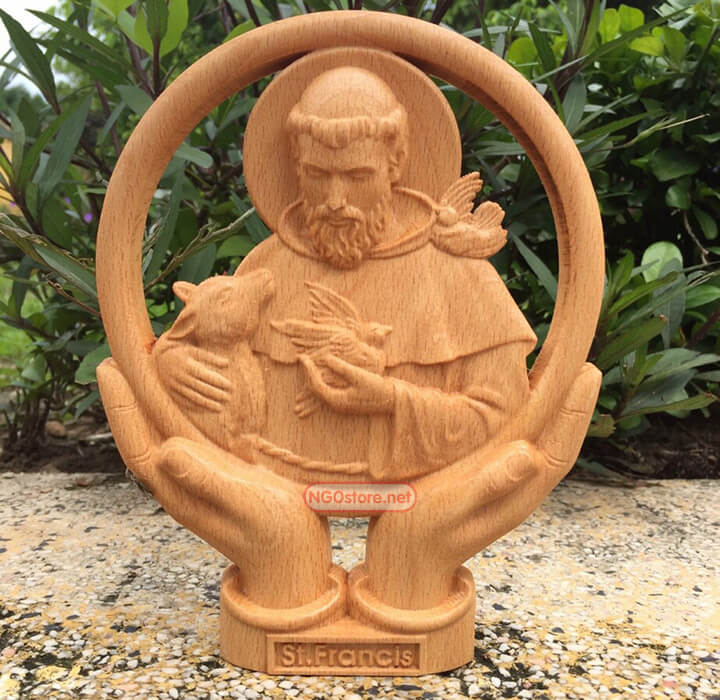 tuong-go-thanh-phanxico-assisi-de-ban-02 tượng gỗ thánh phanxicô assisi để bàn