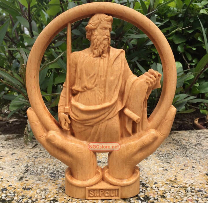 tượng gỗ thánh phaolô để bàn