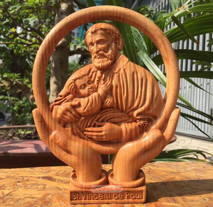 tuong-go-thanh-vinh-son-phaolo-de-ban-02 tượng gỗ thánh vinh sơn phaolô để bàn